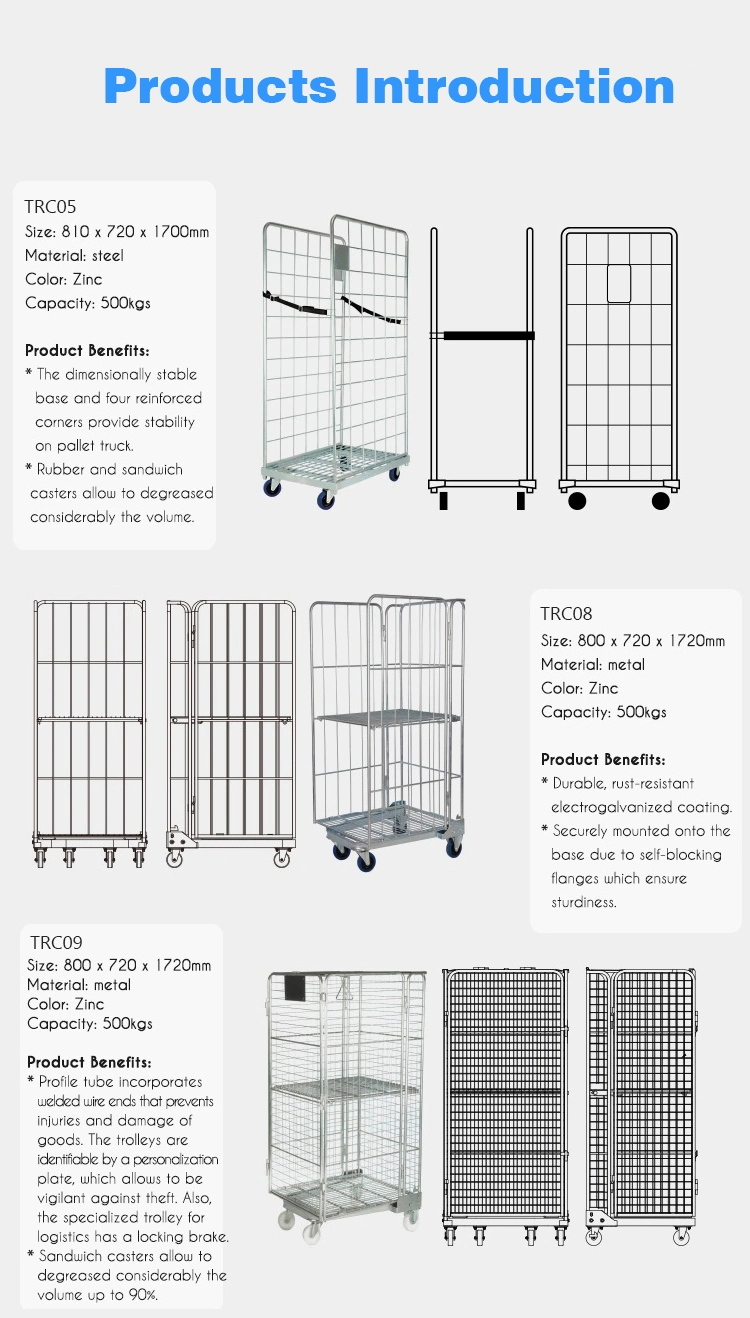 Nestable Supermarket Trolley with Handle for Courier Services